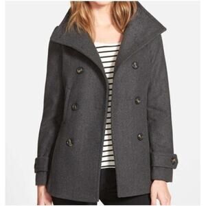 Thread & Supply Gray Wool Blend Double Breasted Women's Pea Coat Size S
